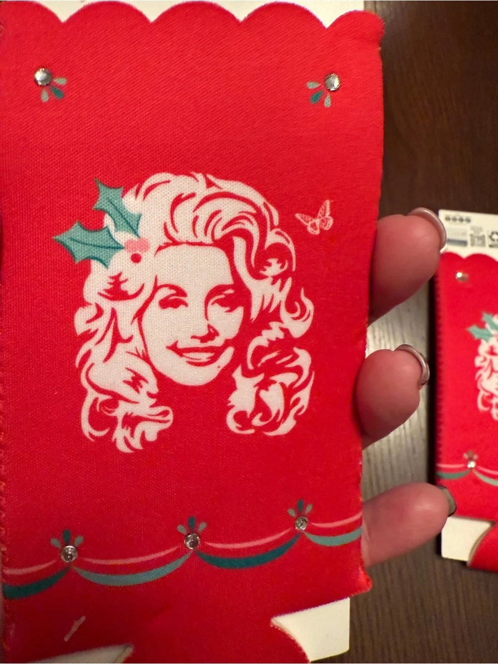 Dolly Parton festive red